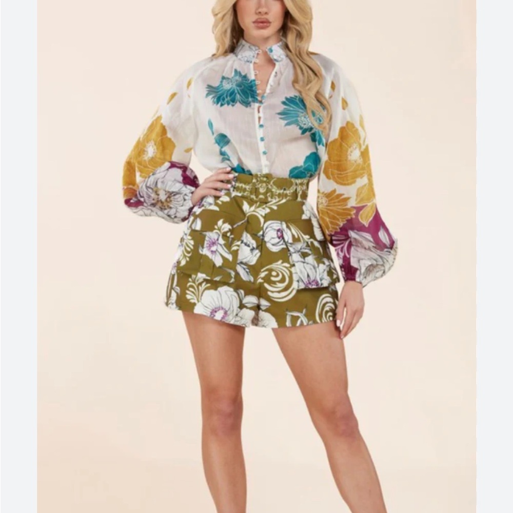 Floral Olive top and skirt